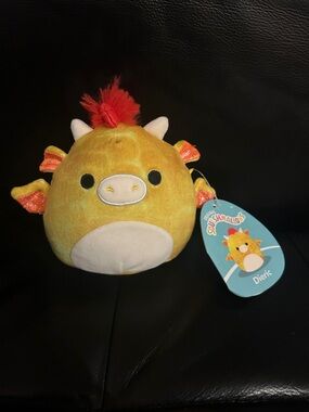 Squishmallow Dieric Yellow Plush Toy - Soft Round Dragon